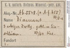 Etiketten zu Diamant (NHMW-MIN-Ab5548)